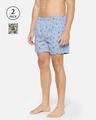 Shop Pack of 2 Men's Blue Super Combed Printed Boxers-Front