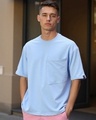 Shop Men's Blue Super Loose Fit T-shirt-Front