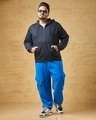 Shop Men's Blue Super Loose Fit Plus Size Cargo Joggers-Full