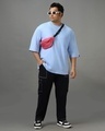 Shop Men's Blue Super Loose Fit Plus Size T-shirt-Full