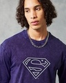 Shop Men's Blue Superman Fade Graphic Printed Oversized Acid Wash T-shirt
