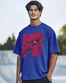 Shop Men's Blue Superman Graphic Printed Oversized T-shirt-Front