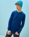 Shop Men's Blue Flat Knit Sweater-Front