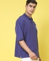 Shop Men's Blue Take Care Typography Super Loose Fit Polo T-shirt