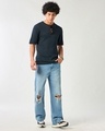 Shop Men's Blue Textured Flatknit T-shirt-Full