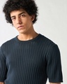 Shop Men's Blue Textured Flatknit T-shirt