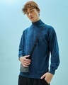 Shop Men's Blue Textured Oversized Sweatshirt-Front