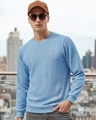 Shop Men's Blue Textured Sweatshirt-Front