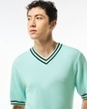 Shop Men's Blue Textured Flatknit T-shirt-Front