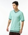 Shop Men's Blue Textured Flatknit T-shirt-Design