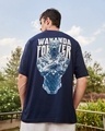 Shop Men's Blue The King Graphic Printed Oversized T-shirt-Front
