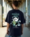 Shop Men's Blue The Panda Way Graphic Printed Oversized T-shirt-Front