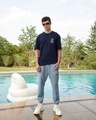 Shop Men's Blue The Panda Way Graphic Printed Oversized T-shirt-Full