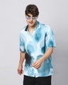 Shop Men's Blue Tie & Dye Oversized Shirt-Front