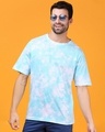 Shop Men's Blue Tie & Dye Oversozed T-shirt-Front