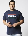 Shop Men's Blue Tri Color India Typography Plus Size T-shirt-Front