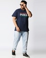 Shop Men's Blue Tri Color India Typography Plus Size T-shirt-Design