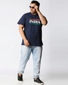 Shop Men's Blue Tri Color Typography Plus Size T-shirt-Full