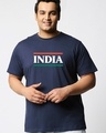 Shop Men's Blue Tri Color Typography Plus Size T-shirt-Front