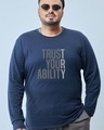 Shop Men's Blue Trust Your Ability Typography Plus Size T-shirt-Front