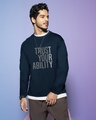 Shop Men's Blue Trust Your Ability Typography T-shirt-Front
