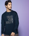 Shop Men's Blue Trust Your Ability Typography T-shirt-Front