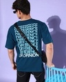 Shop Men's Blue Typography Oversized T-shirt-Full