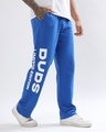 Shop Men's Blue Typography Relaxed Fit Track Pants-Front