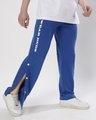 Shop Men's Blue Typography Relaxed Fit Track Pants-Front