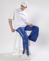 Shop Men's Blue Typography Relaxed Fit Track Pants