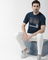 Shop Men's Blue Typography Slim Fit T-shirt