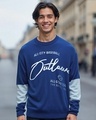 Shop Men's Blue Typography Super Loose Fit Sweater-Front