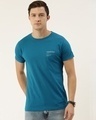 Shop Men's Blue Typography T-shirt-Front