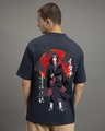 Shop Men's Blue Uchiha Blood Graphic Printed Oversized T-shirt-Front
