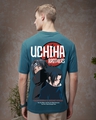 Shop Men's Blue Uchiha Brothers Graphic Printed Oversized T-shirt-Front