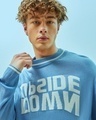 Shop Men's Blue Upside Down Typography Flatknit Sweater