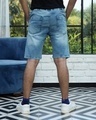Shop Men's Blue Washed Contrast Stitch Denim Shorts-Design