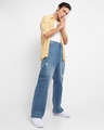 Shop Men's Blue Washed Baggy Distressed Cargo Jeans