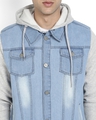 Shop Men's Blue Washed Hooded Denim Jacket