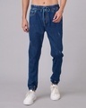 Shop Men's Blue Washed Jogger Jeans-Front