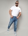 Shop Men's Blue Washed Oversized Plus Size Jeans-Full
