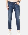 Shop Men's Blue Washed Skinny Fit Jeans-Front