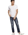 Shop Men's Blue Washed Slim Fit Distressed Jeans-Full