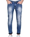 Shop Men's Blue Washed Slim Fit Jeans-Front