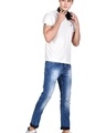 Shop Men's Blue Washed Slim Fit Jeans-Full