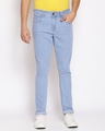 Shop Men's Blue Washed Slim Fit Mid Rise Clen Look No Faded Jeans-Front