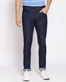 Shop Men's Blue Washed Slim Fit Mid Rise Clen Look No Faded Jeans-Front