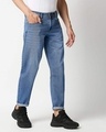 Shop Men's Blue Washed Slim Fit Mid Rise Jeans With Belt-Design