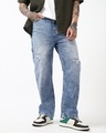 Shop Men's Blue Washed Straight Fit Mid-Rise Distressed Jeans-Design
