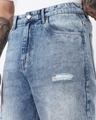 Shop Men's Blue Washed Straight Fit Mid-Rise Distressed Jeans